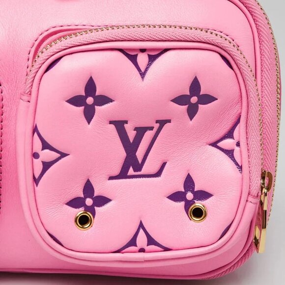 Louis Vuitton Rose/Violet Calfskin Embossed Monogram Vuittamins Utility Bag - Picture 9 of 10